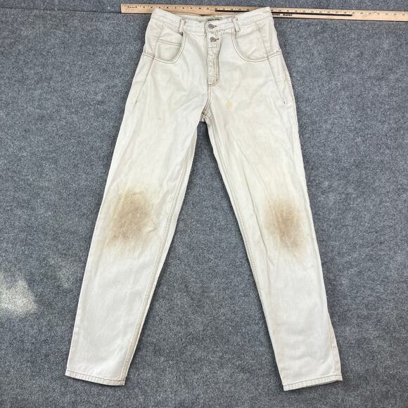 Guess Jeans Womens Size 30x34 Off-White High Rise Vintage Distressed Stained - Picture 1 of 9
